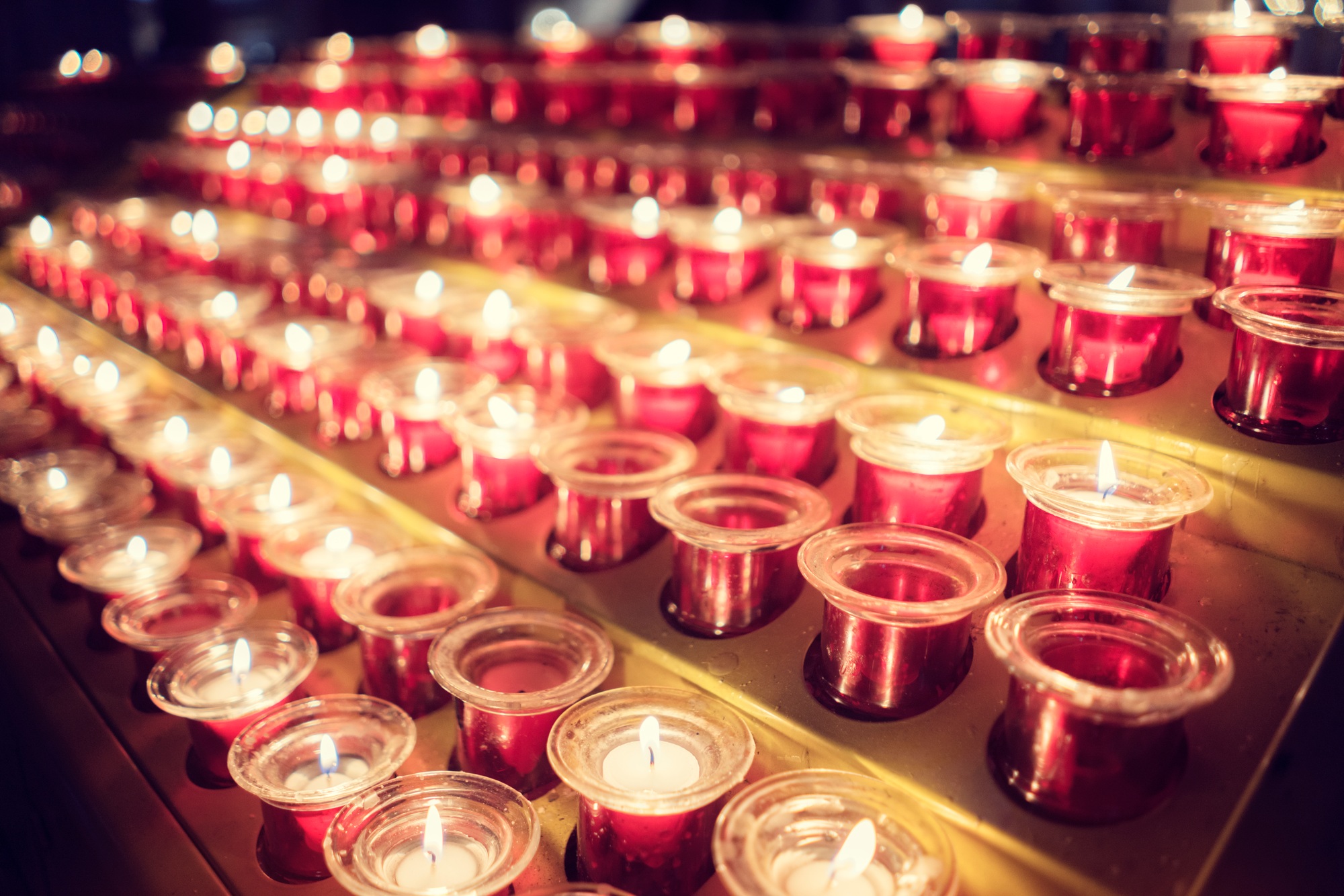 Memorial candles in church